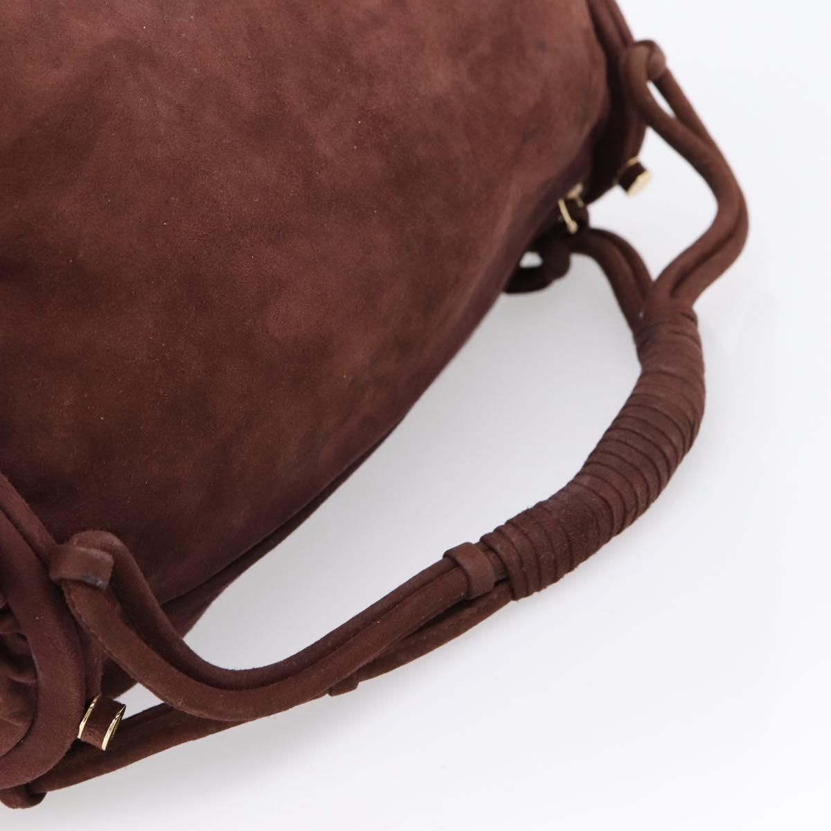 BOTTEGA VENETA Hand Bag Suede Bordeaux Gold Tone Auth 201251