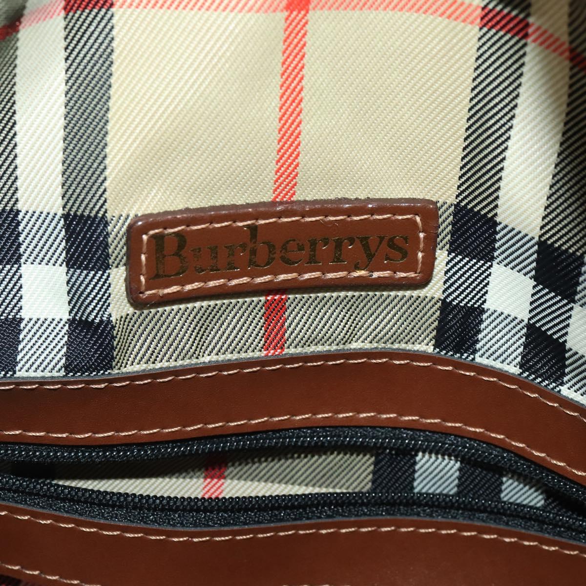 Burberrys Boston Bag Leather Brown Gold Tone Auth 201252A