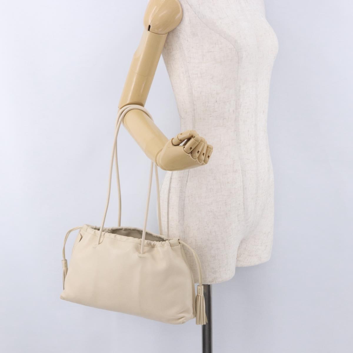 GUCCI Shoulder Bag Leather Cream 001 4403 Auth 201255