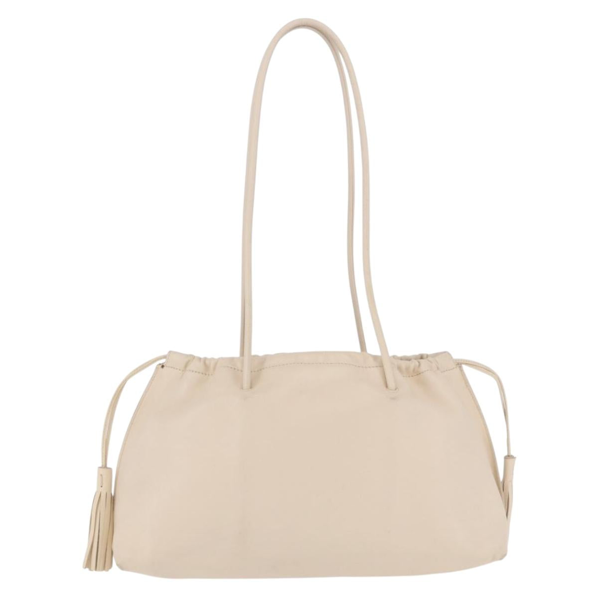 GUCCI Shoulder Bag Leather Cream 001 4403 Auth 201255