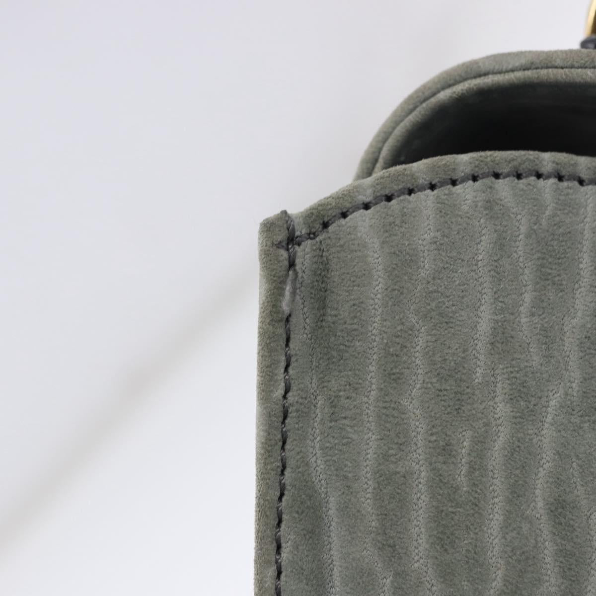 Valextra Hand Bag Suede Gray Gold Tone Auth 201257