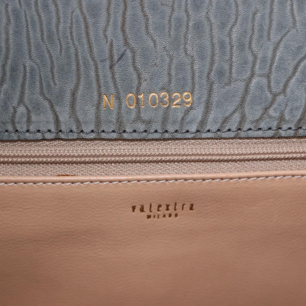 Valextra Hand Bag Suede Gray Gold Tone Auth 201257