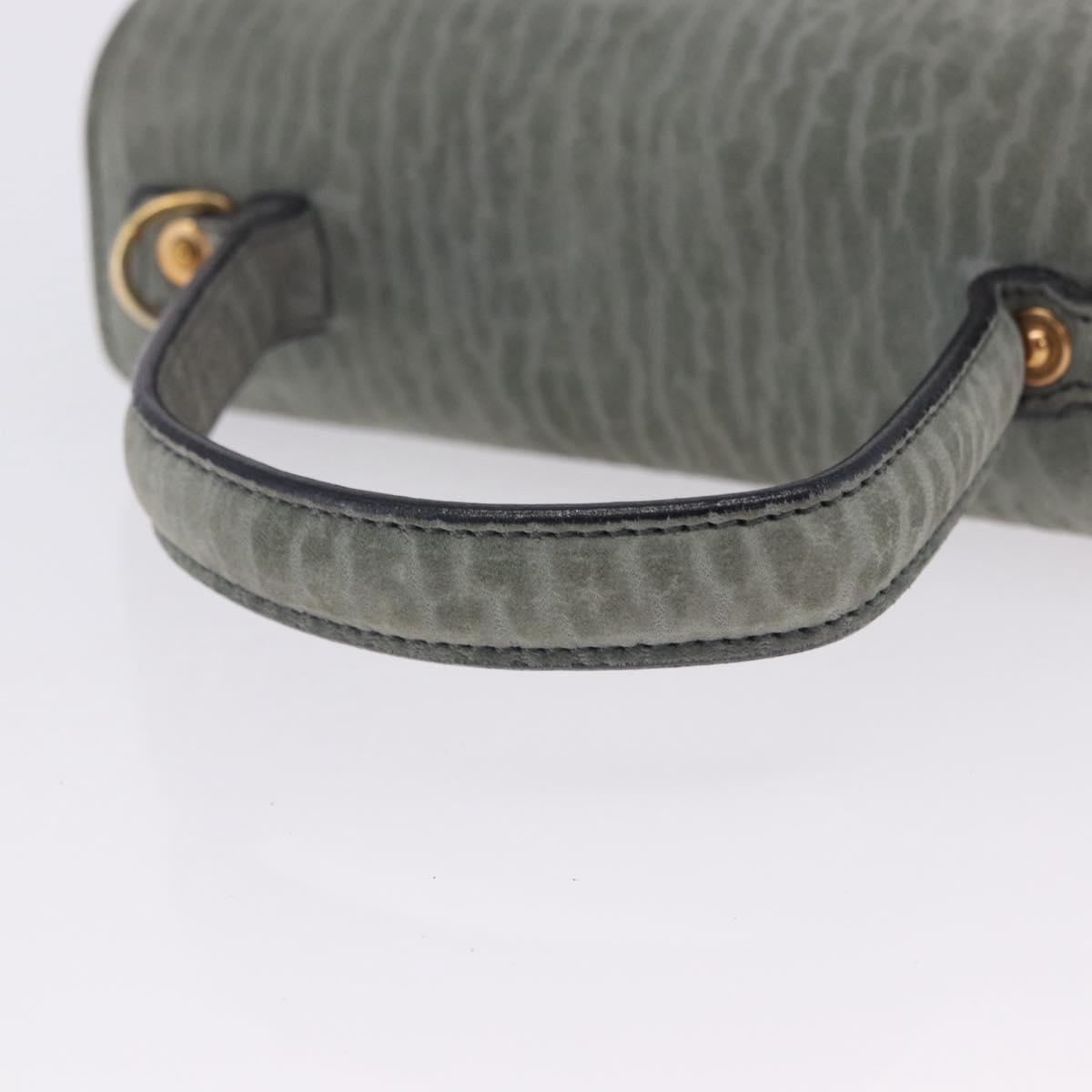 Valextra Hand Bag Suede Gray Gold Tone Auth 201257