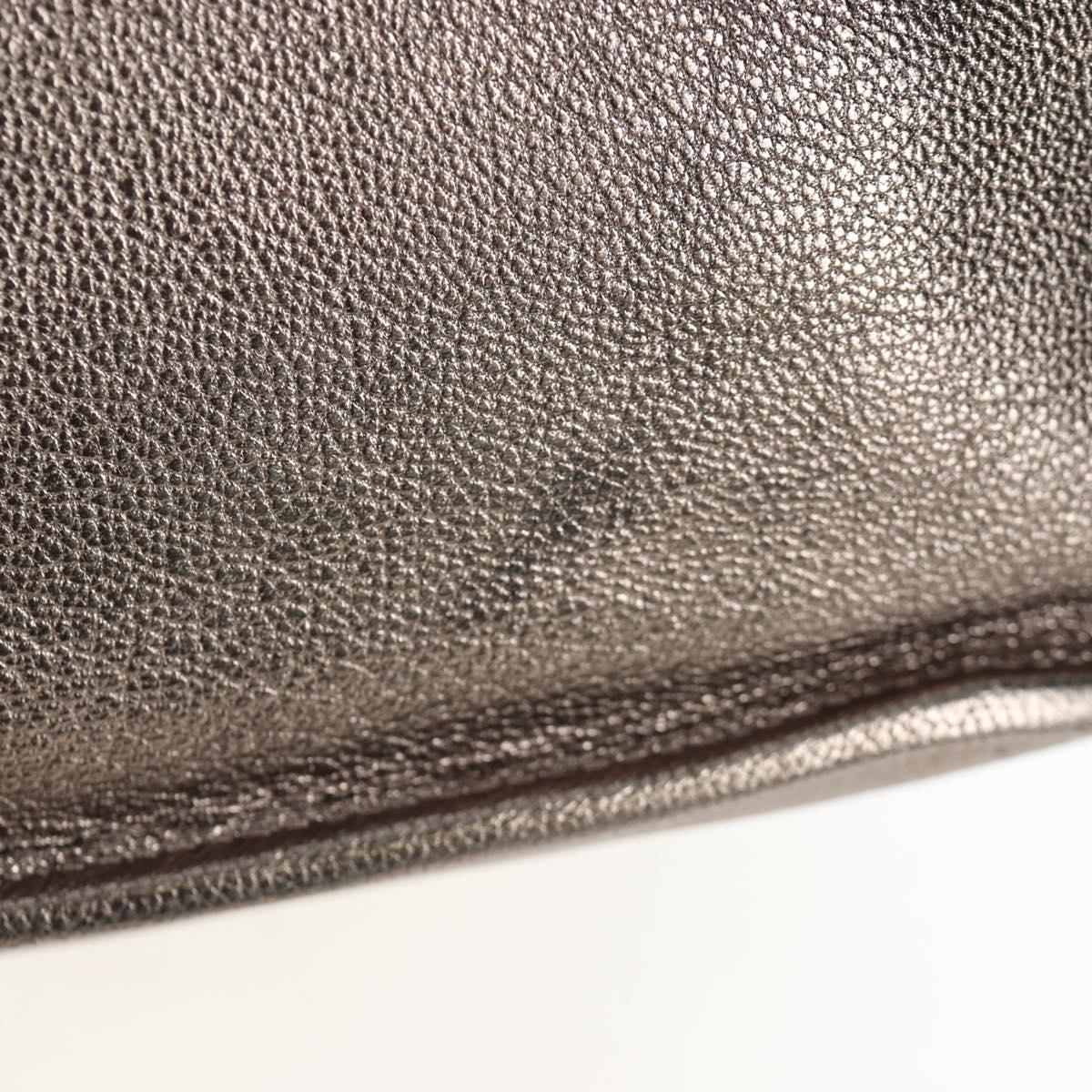 LOEWE Hand Bag Leather 2way Silver Gold Tone Auth 201259V