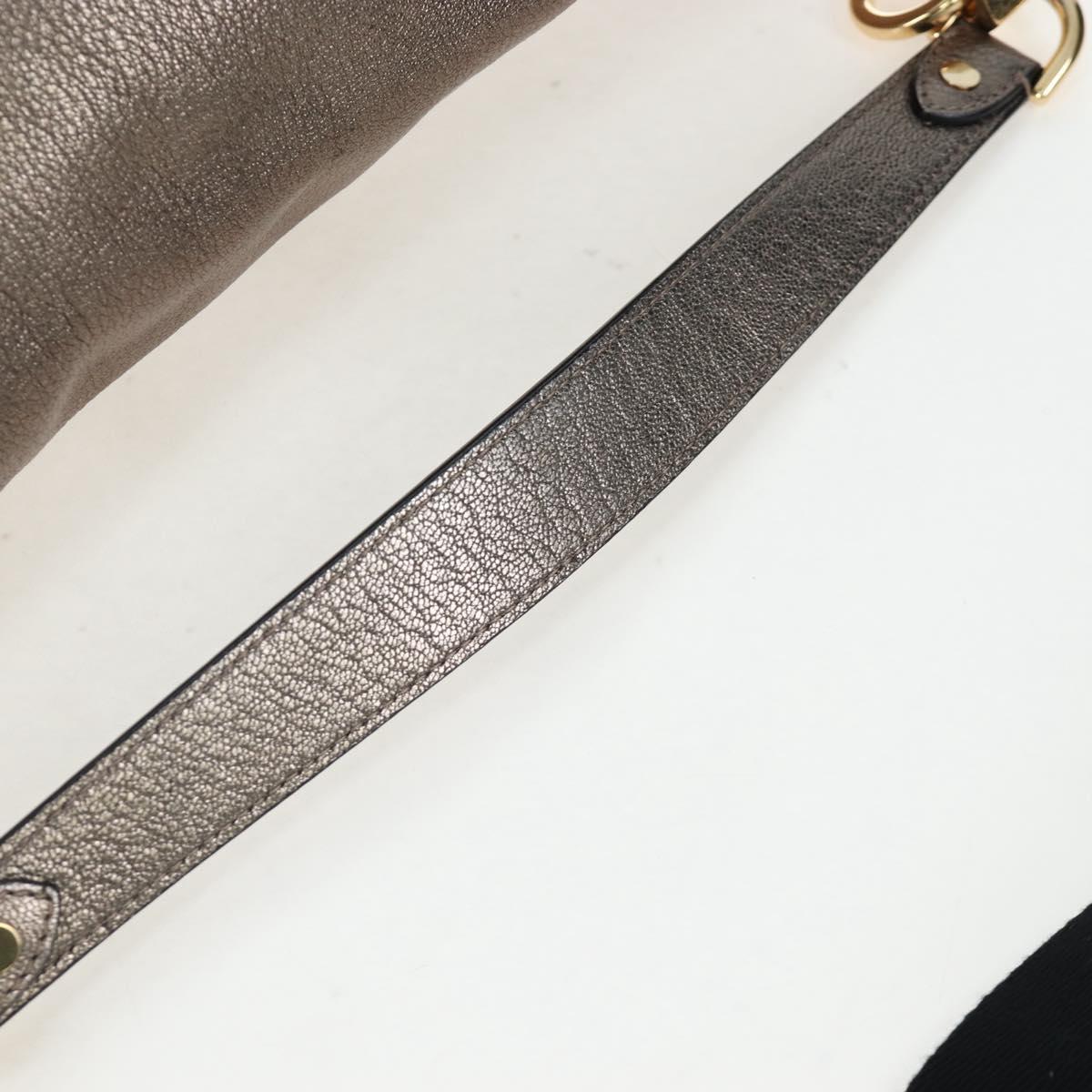 LOEWE Hand Bag Leather 2way Silver Gold Tone Auth 201259V