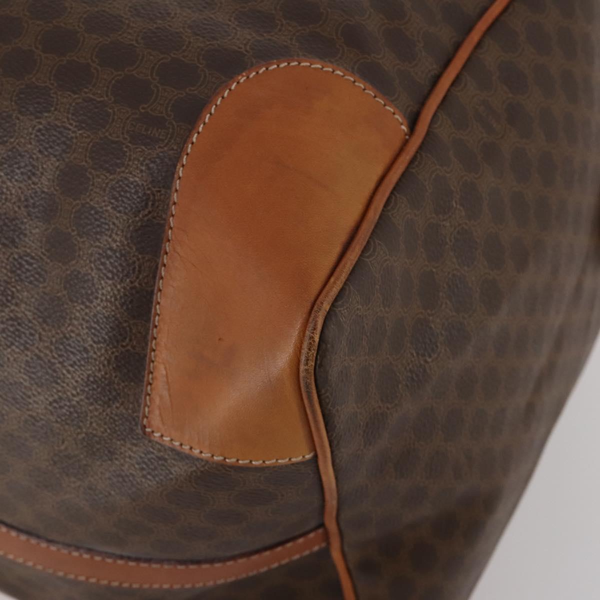 CELINE Macadam Boston Bag PVC Leather Brown Gold Tone Auth 201260A
