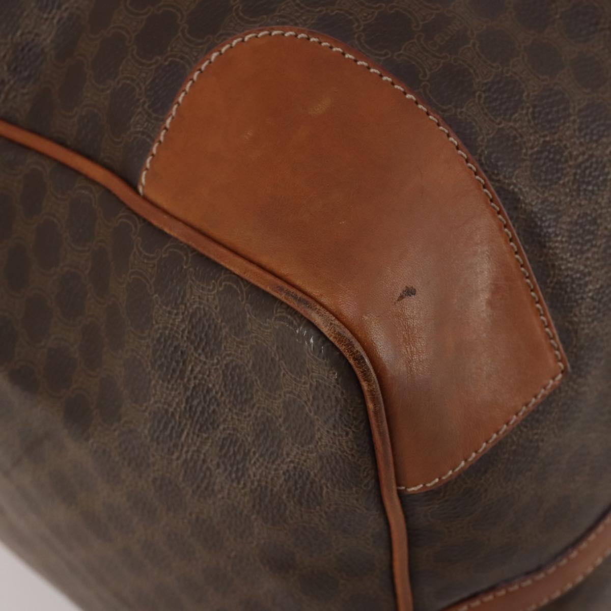 CELINE Macadam Boston Bag PVC Leather Brown Gold Tone Auth 201260A