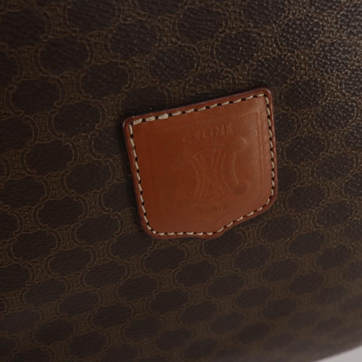 CELINE Macadam Boston Bag PVC Leather Brown Gold Tone Auth 201260A