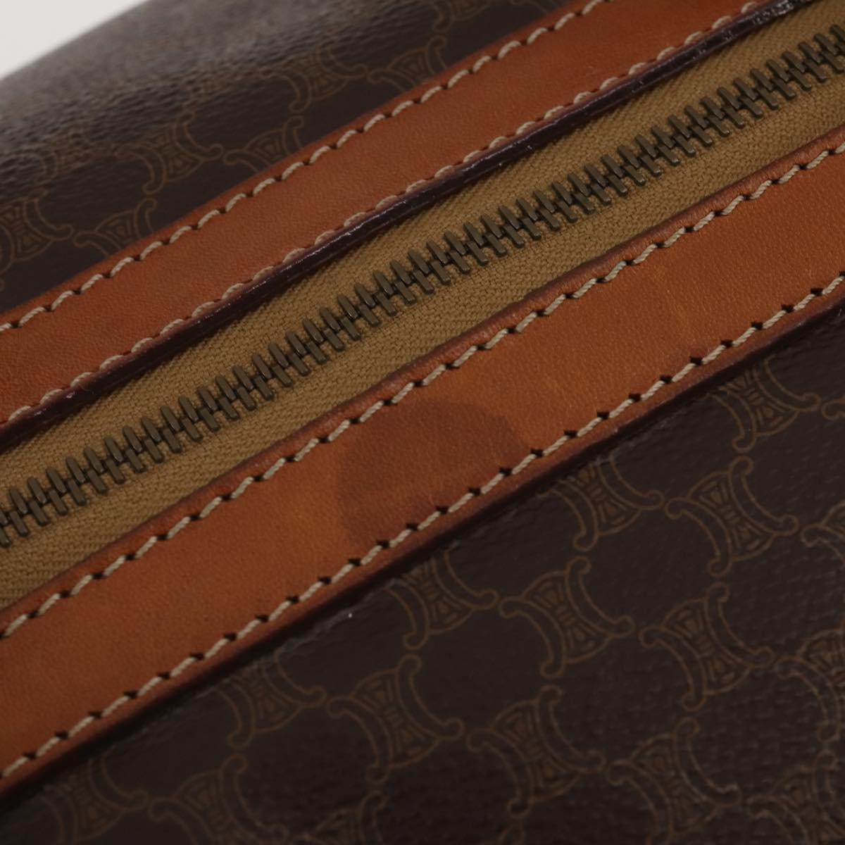 CELINE Macadam Boston Bag PVC Leather Brown Gold Tone Auth 201260A