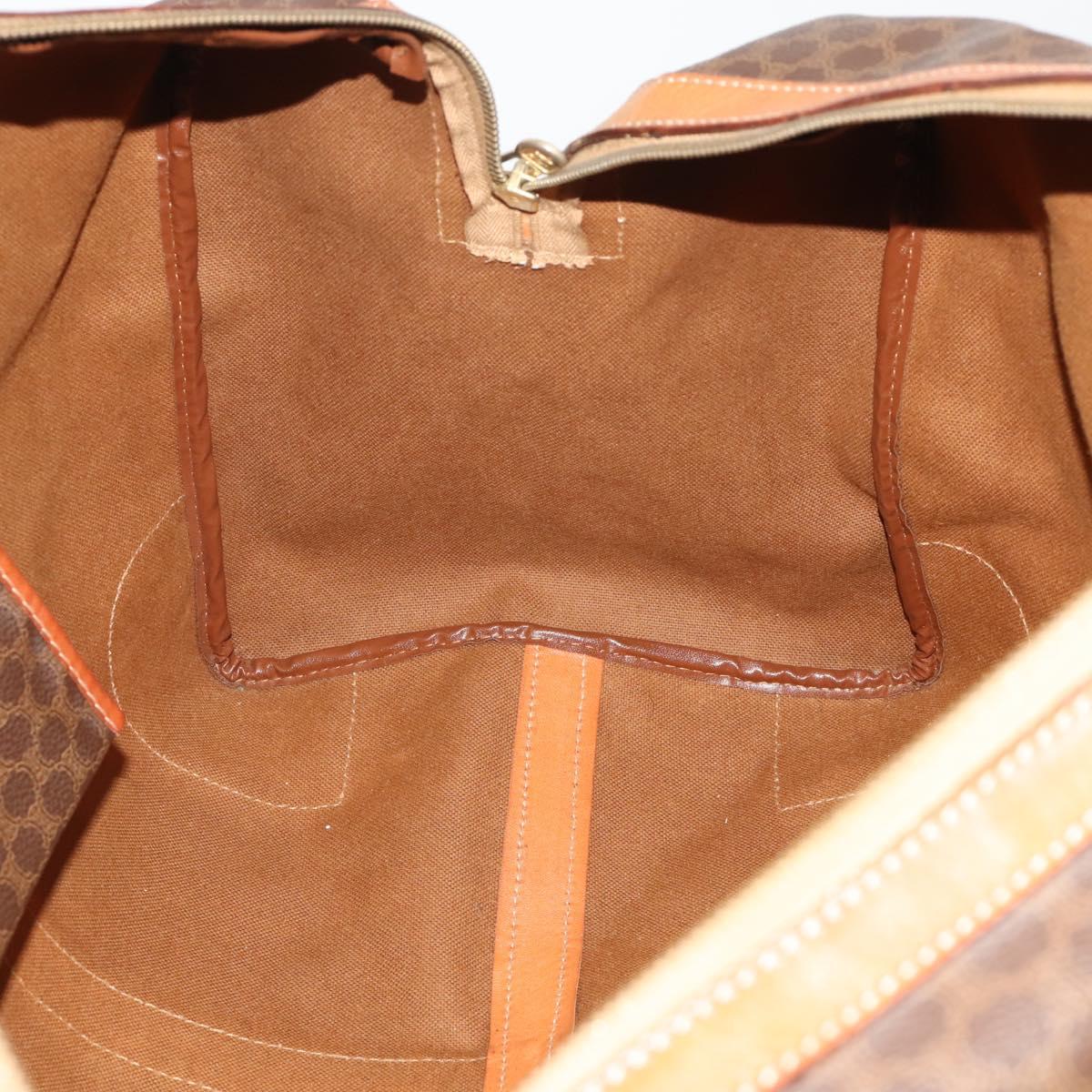 CELINE Macadam Boston Bag PVC Leather Brown Gold Tone Auth 201260A