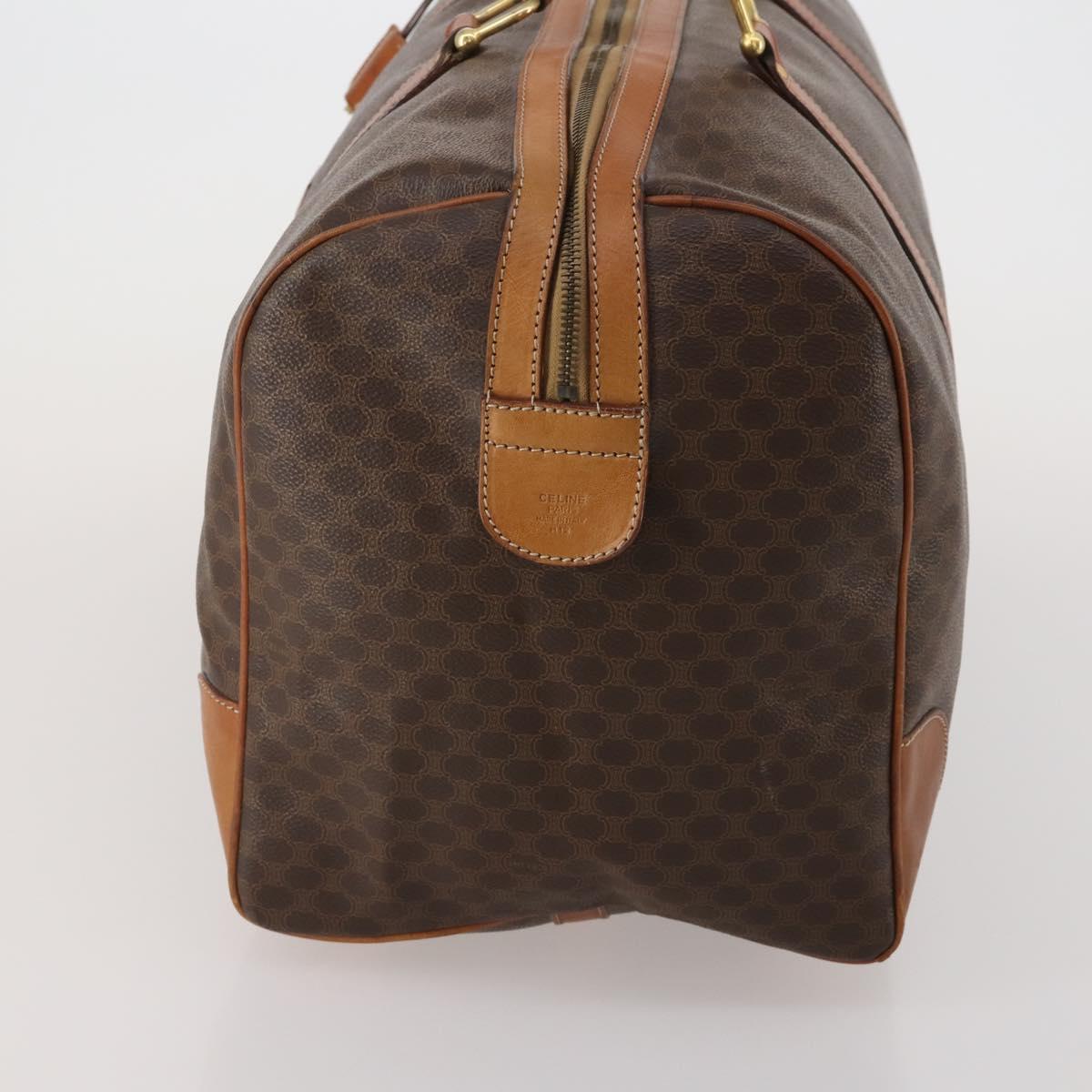 CELINE Macadam Boston Bag PVC Leather Brown Gold Tone Auth 201260A