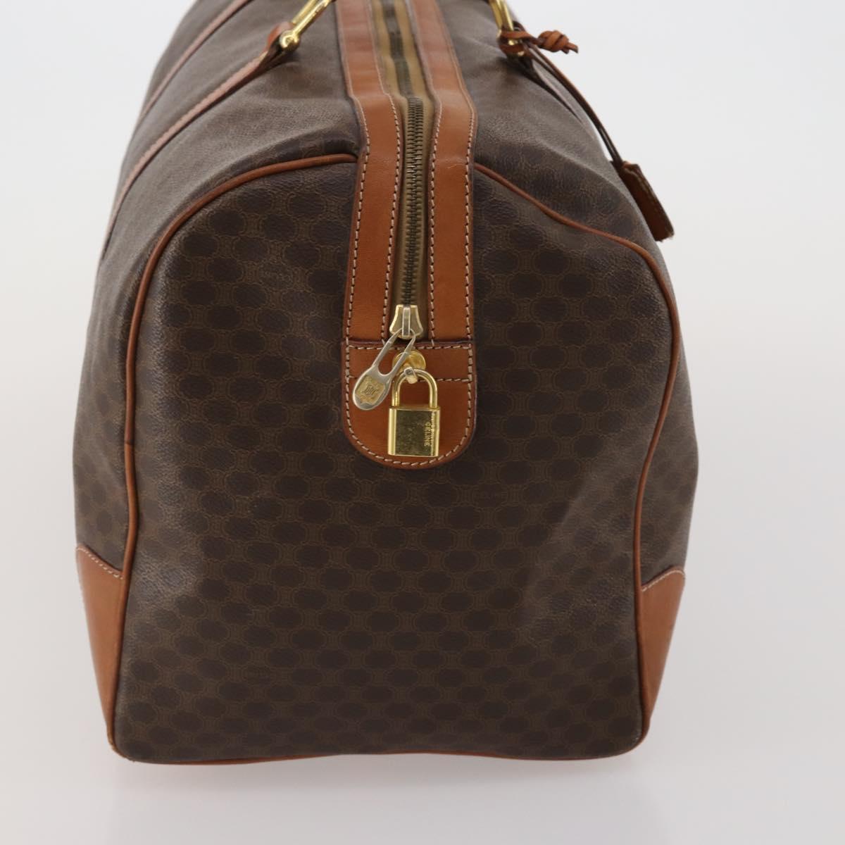 CELINE Macadam Boston Bag PVC Leather Brown Gold Tone Auth 201260A