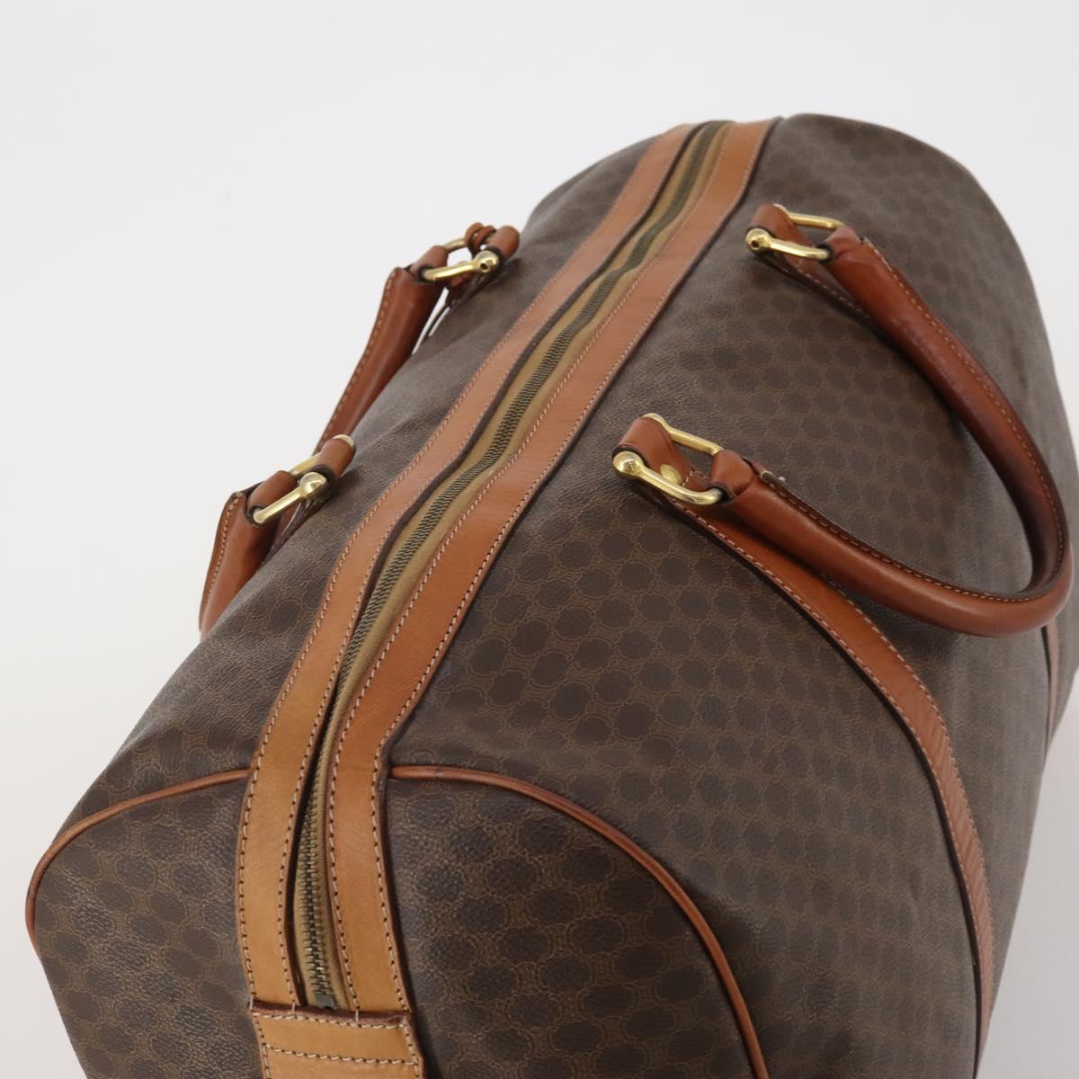 CELINE Macadam Boston Bag PVC Leather Brown Gold Tone Auth 201260A