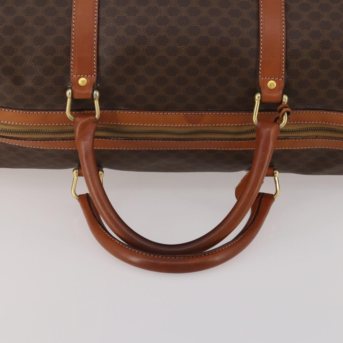 CELINE Macadam Boston Bag PVC Leather Brown Gold Tone Auth 201260A