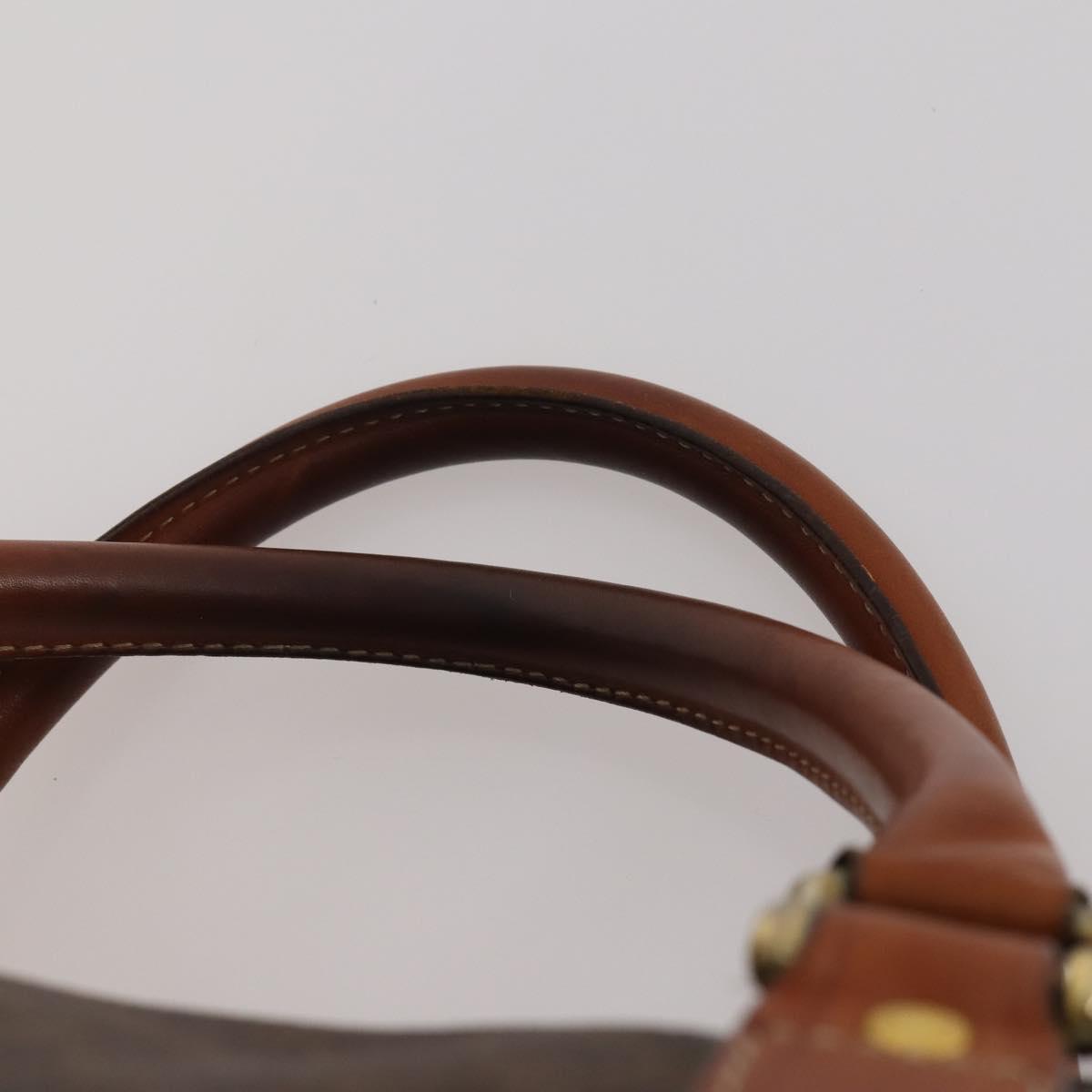 CELINE Macadam Boston Bag PVC Leather Brown Gold Tone Auth 201260A