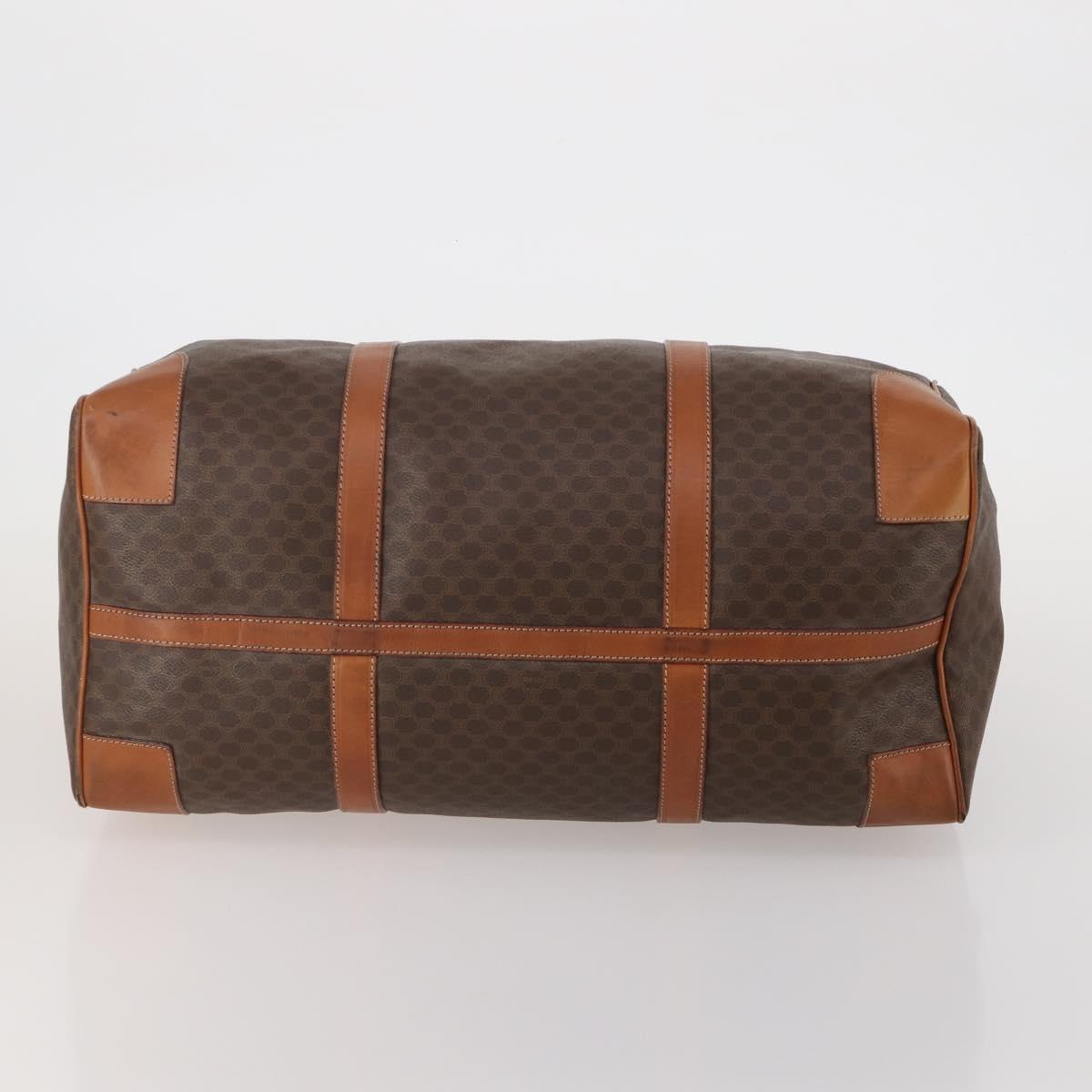 CELINE Macadam Boston Bag PVC Leather Brown Gold Tone Auth 201260A