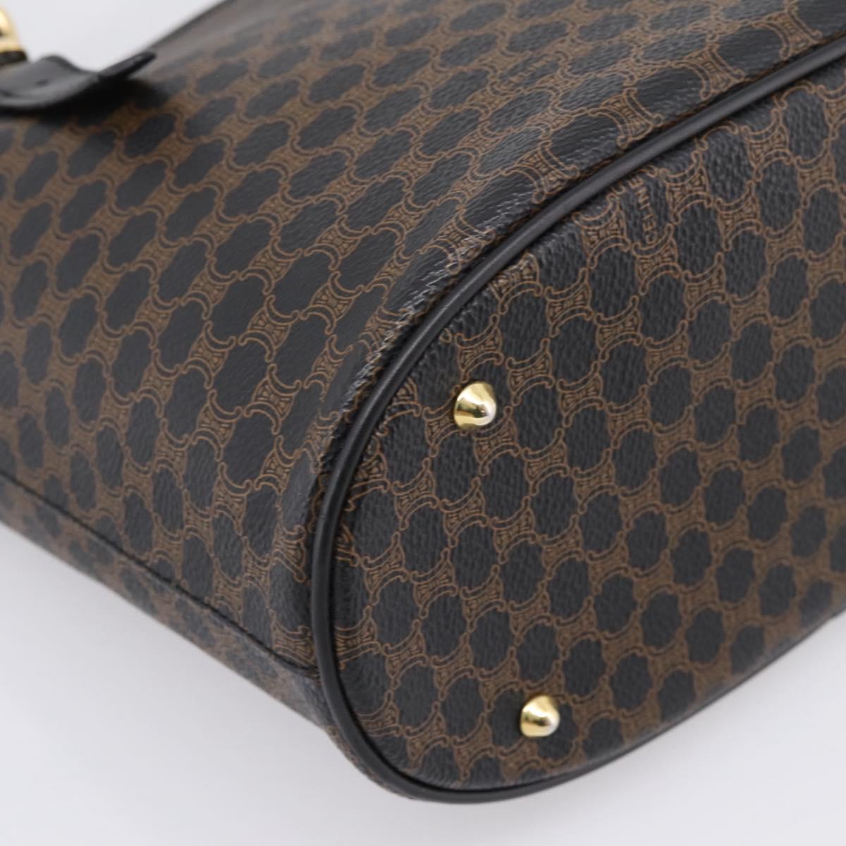 CELINE Macadam Canvas Hand Bag PVC Leather Black Gold Auth 201262V