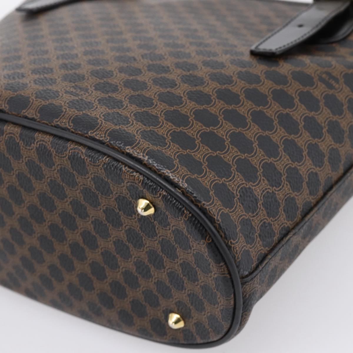 CELINE Macadam Canvas Hand Bag PVC Leather Black Gold Auth 201262V