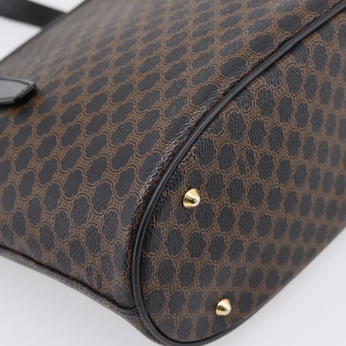 CELINE Macadam Canvas Hand Bag PVC Leather Black Gold Auth 201262V