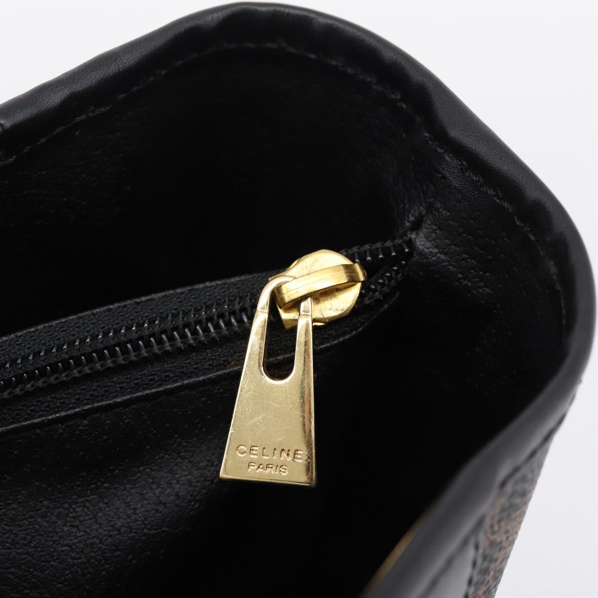 CELINE Macadam Canvas Hand Bag PVC Leather Black Gold Auth 201262V