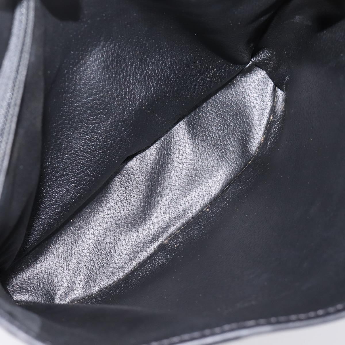 CELINE Macadam Canvas Hand Bag PVC Leather Black Gold Auth 201262V