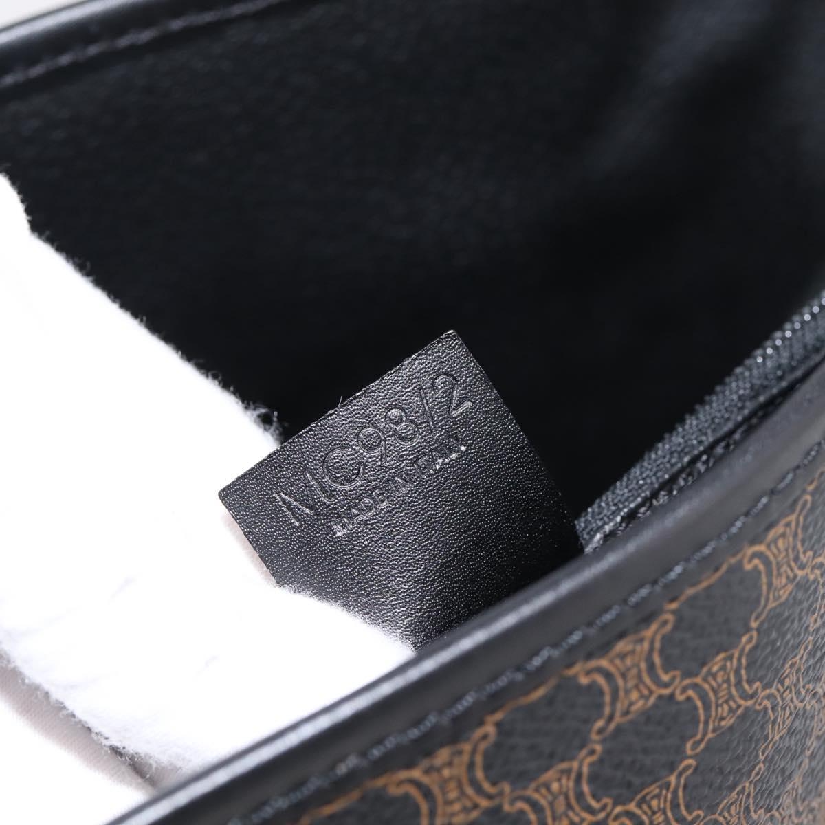 CELINE Macadam Canvas Hand Bag PVC Leather Black Gold Auth 201262V