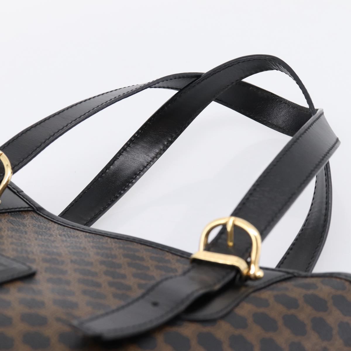 CELINE Macadam Canvas Hand Bag PVC Leather Black Gold Auth 201262V