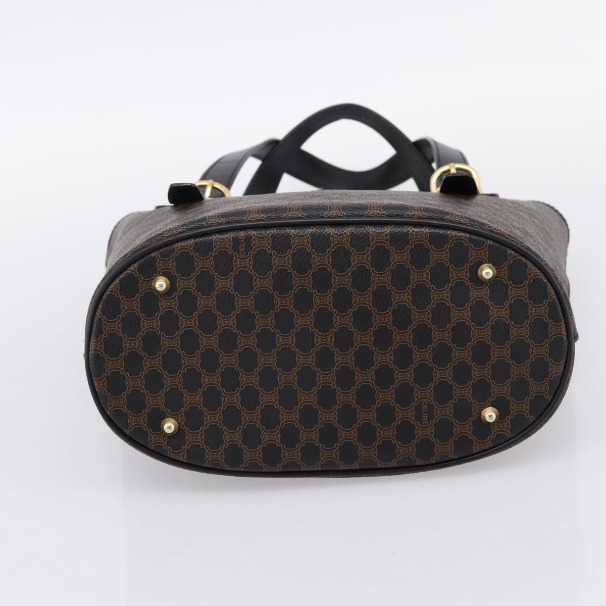 CELINE Macadam Canvas Hand Bag PVC Leather Black Gold Auth 201262V