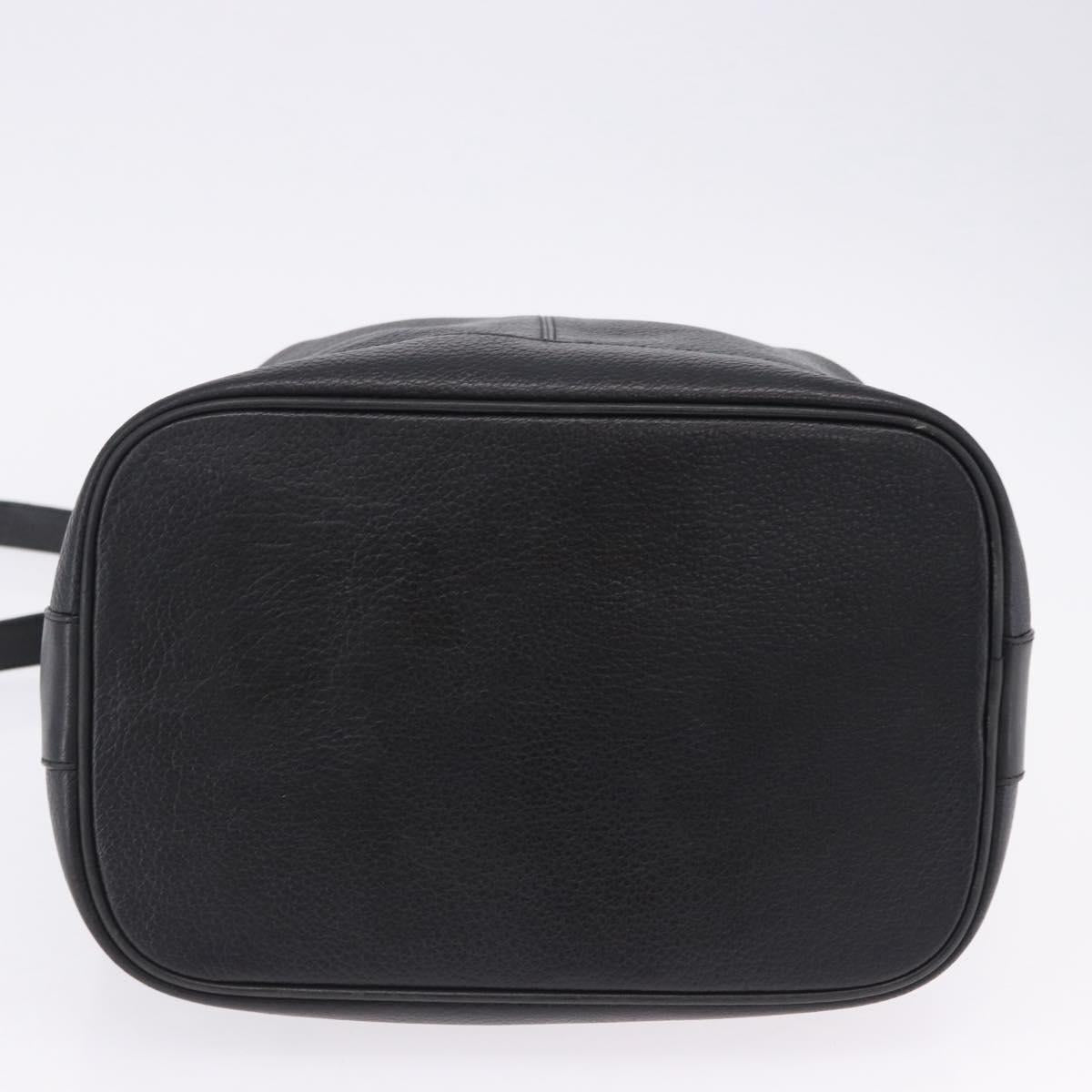 Burberrys Shoulder Bag Leather Black Gold Tone Auth 201263A