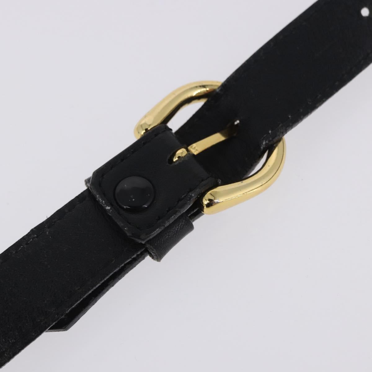 Burberrys Shoulder Bag Leather Black Gold Tone Auth 201263A