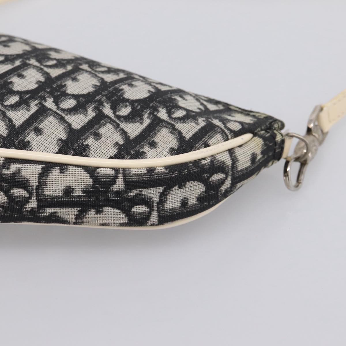 Christian Dior Trotter Saddle Accessory Pouch PVC Black White Auth 201266V
