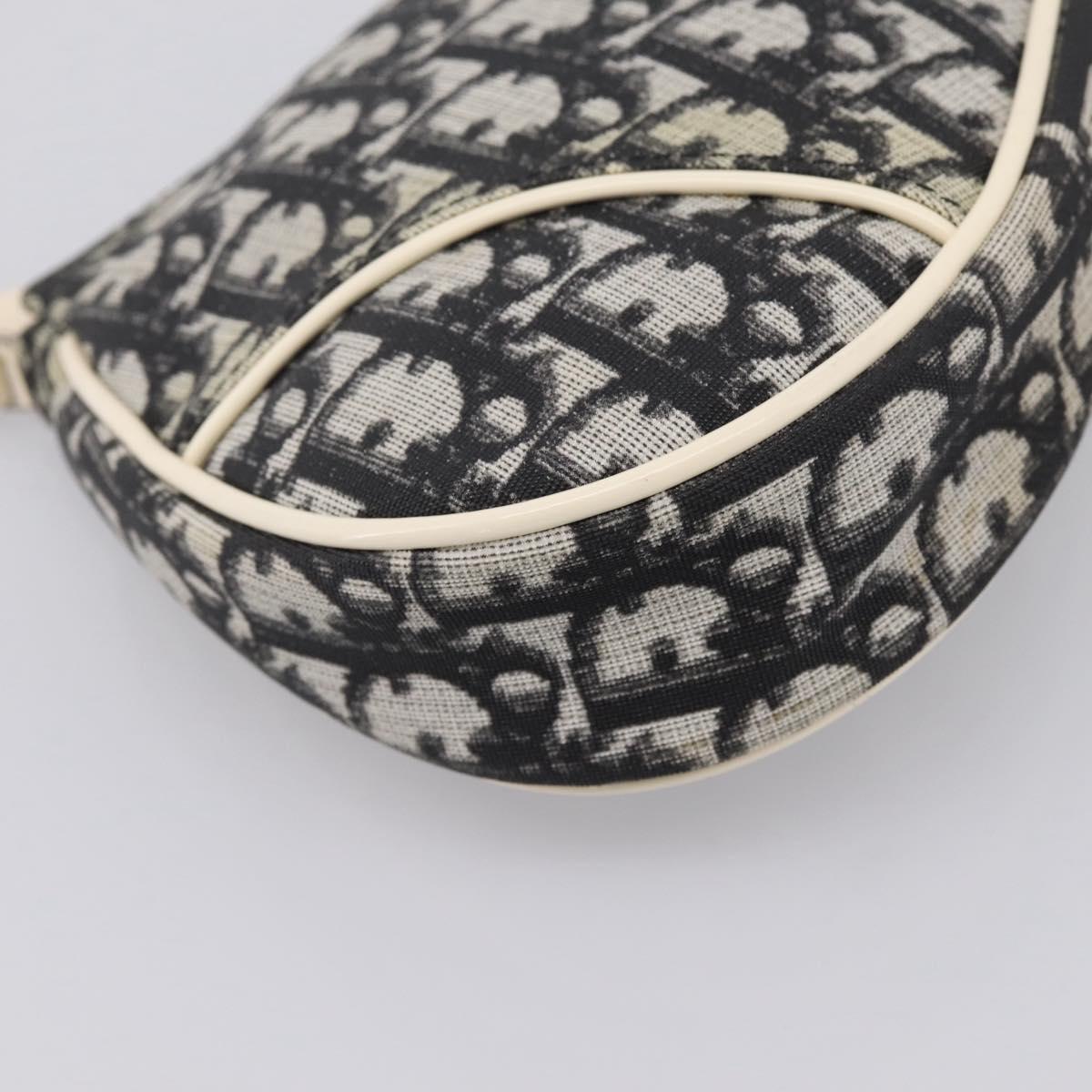 Christian Dior Trotter Saddle Accessory Pouch PVC Black White Auth 201266V