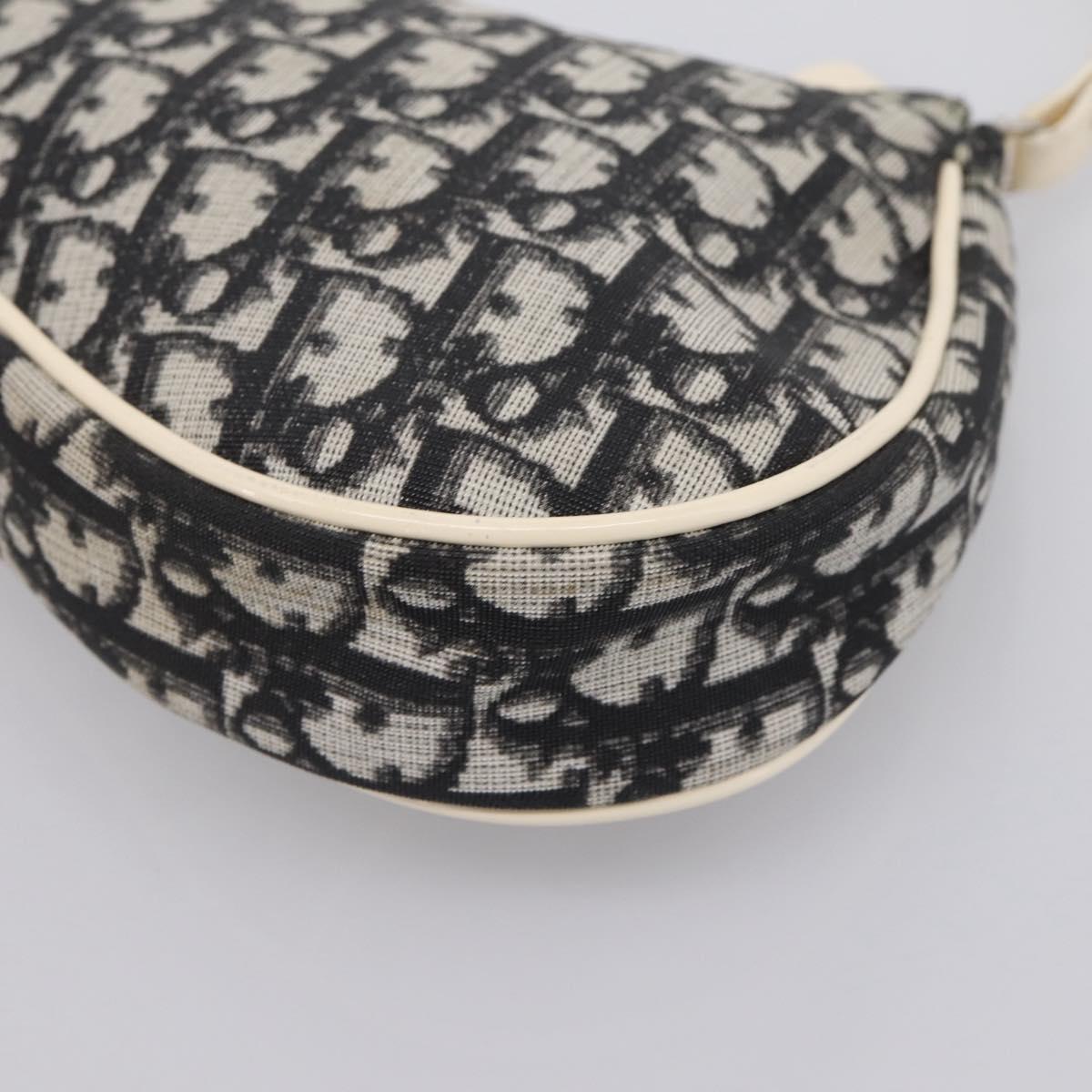 Christian Dior Trotter Saddle Accessory Pouch PVC Black White Auth 201266V
