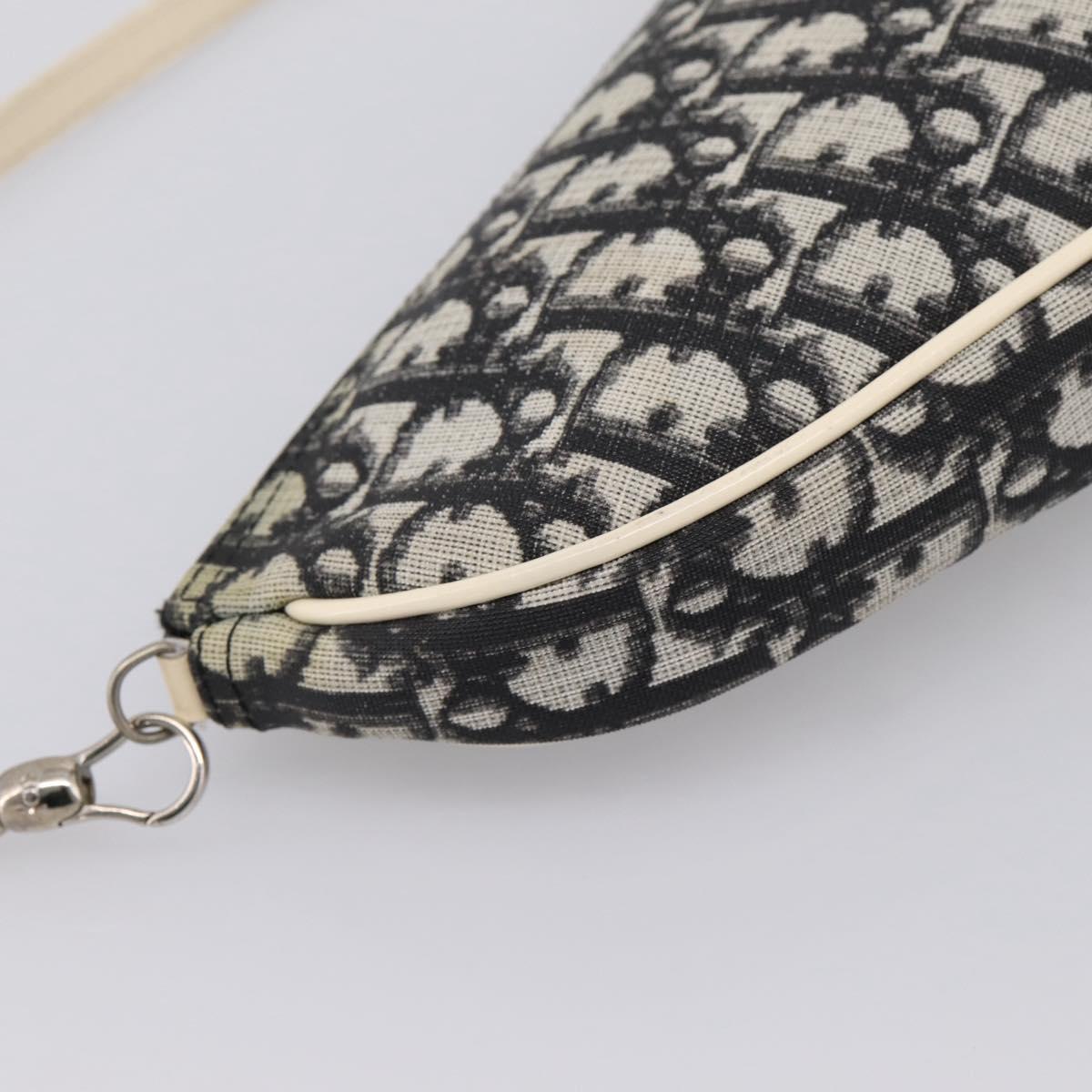 Christian Dior Trotter Saddle Accessory Pouch PVC Black White Auth 201266V
