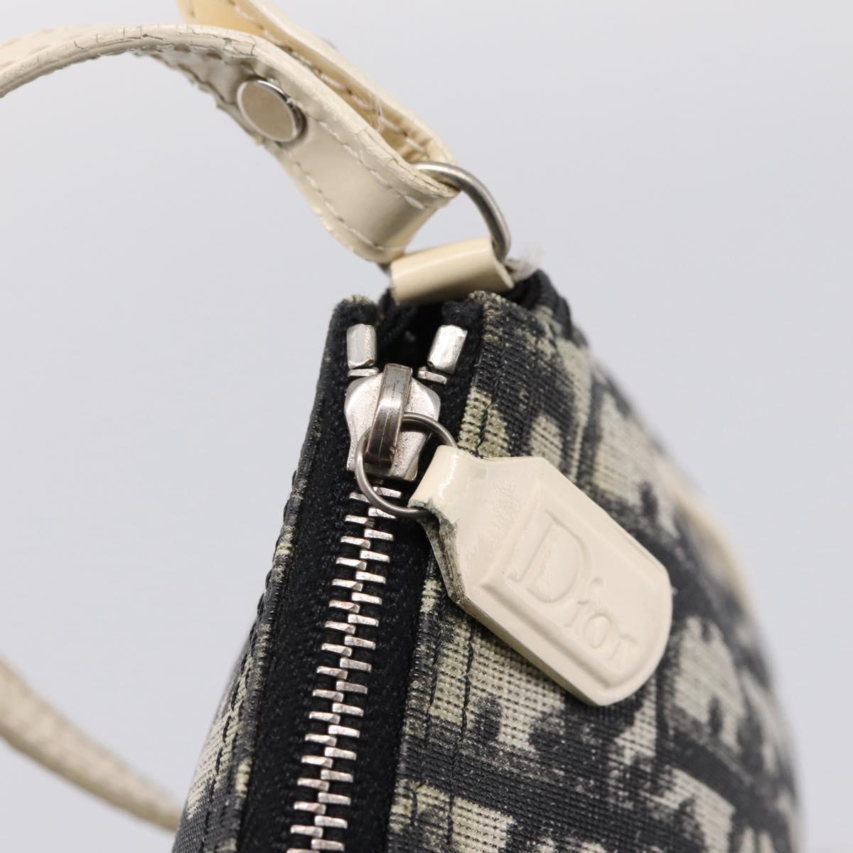 Christian Dior Trotter Saddle Accessory Pouch PVC Black White Auth 201266V