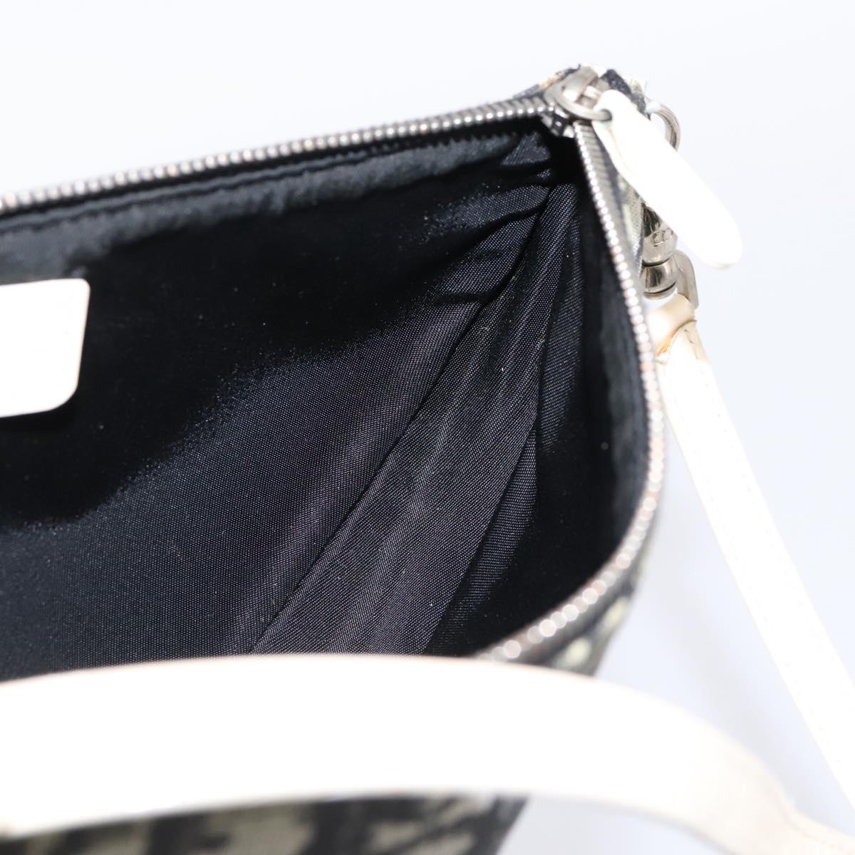 Christian Dior Trotter Saddle Accessory Pouch PVC Black White Auth 201266V