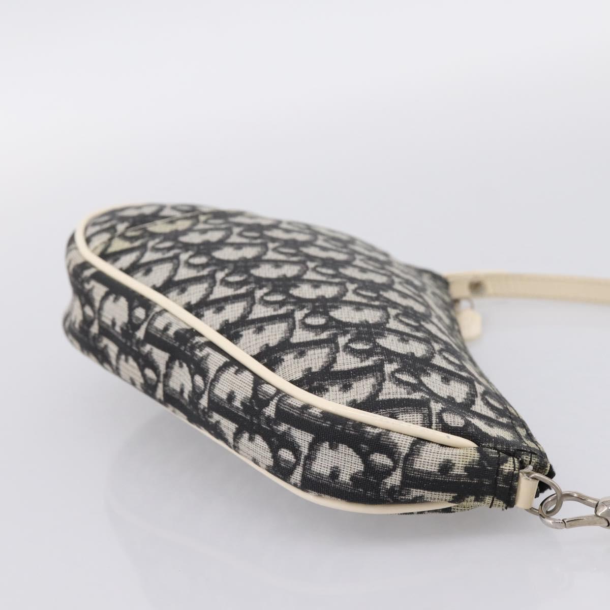 Christian Dior Trotter Saddle Accessory Pouch PVC Black White Auth 201266V