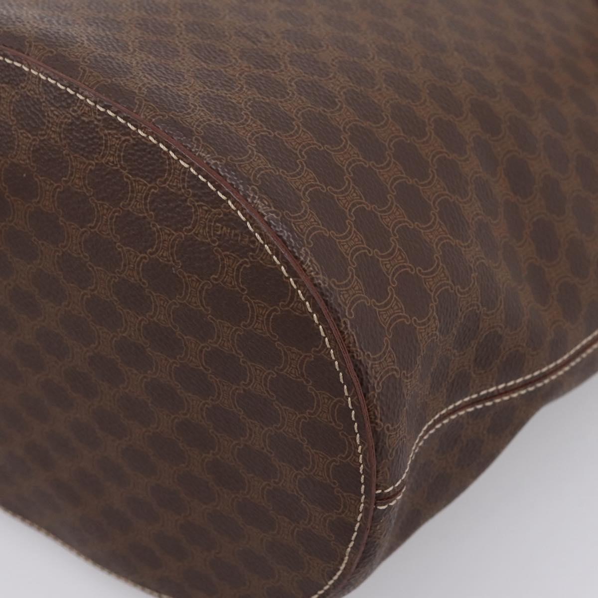 CELINE Macadam Canvas Tote Bag PVC Leather Brown Gold Auth 201267V