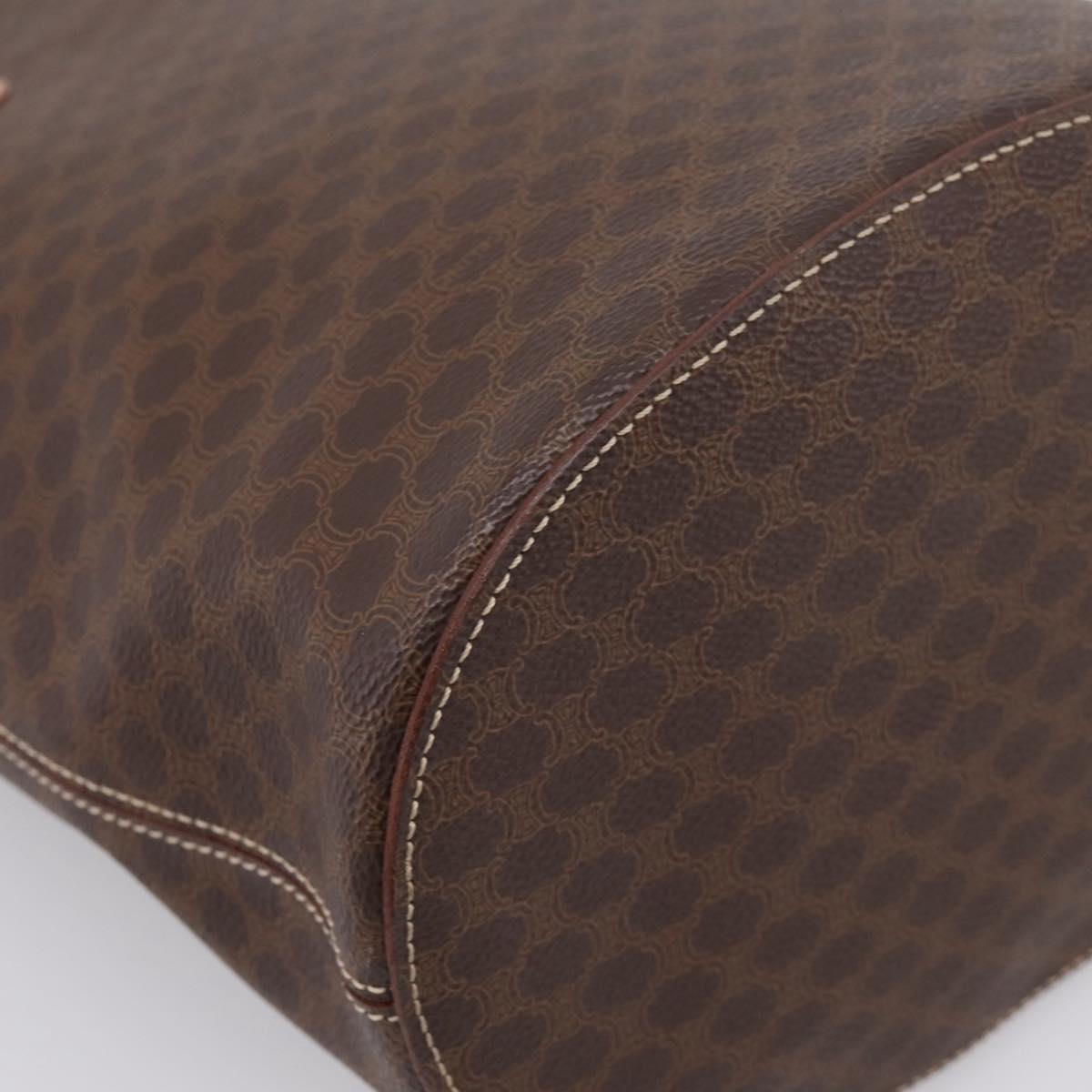 CELINE Macadam Canvas Tote Bag PVC Leather Brown Gold Auth 201267V