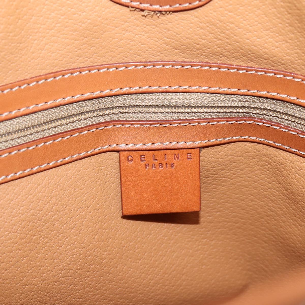 CELINE Macadam Canvas Tote Bag PVC Leather Brown Gold Auth 201267V