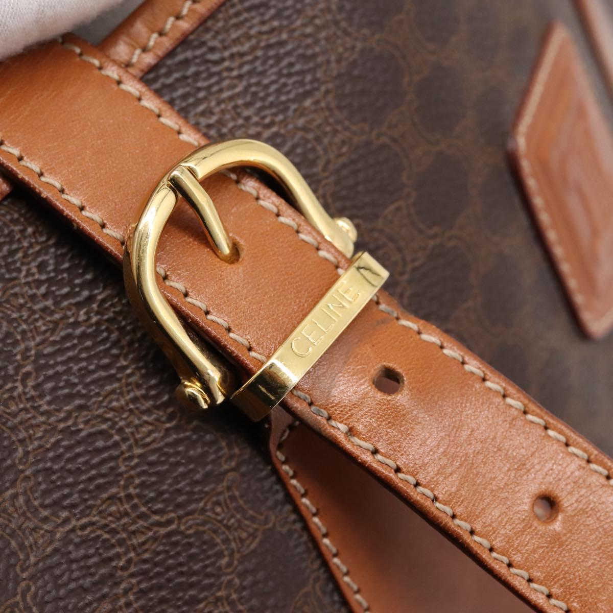CELINE Macadam Canvas Tote Bag PVC Leather Brown Gold Auth 201267V