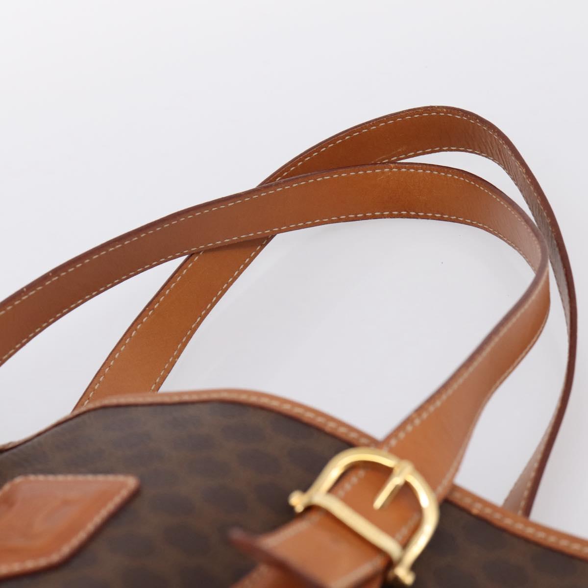 CELINE Macadam Canvas Tote Bag PVC Leather Brown Gold Auth 201267V