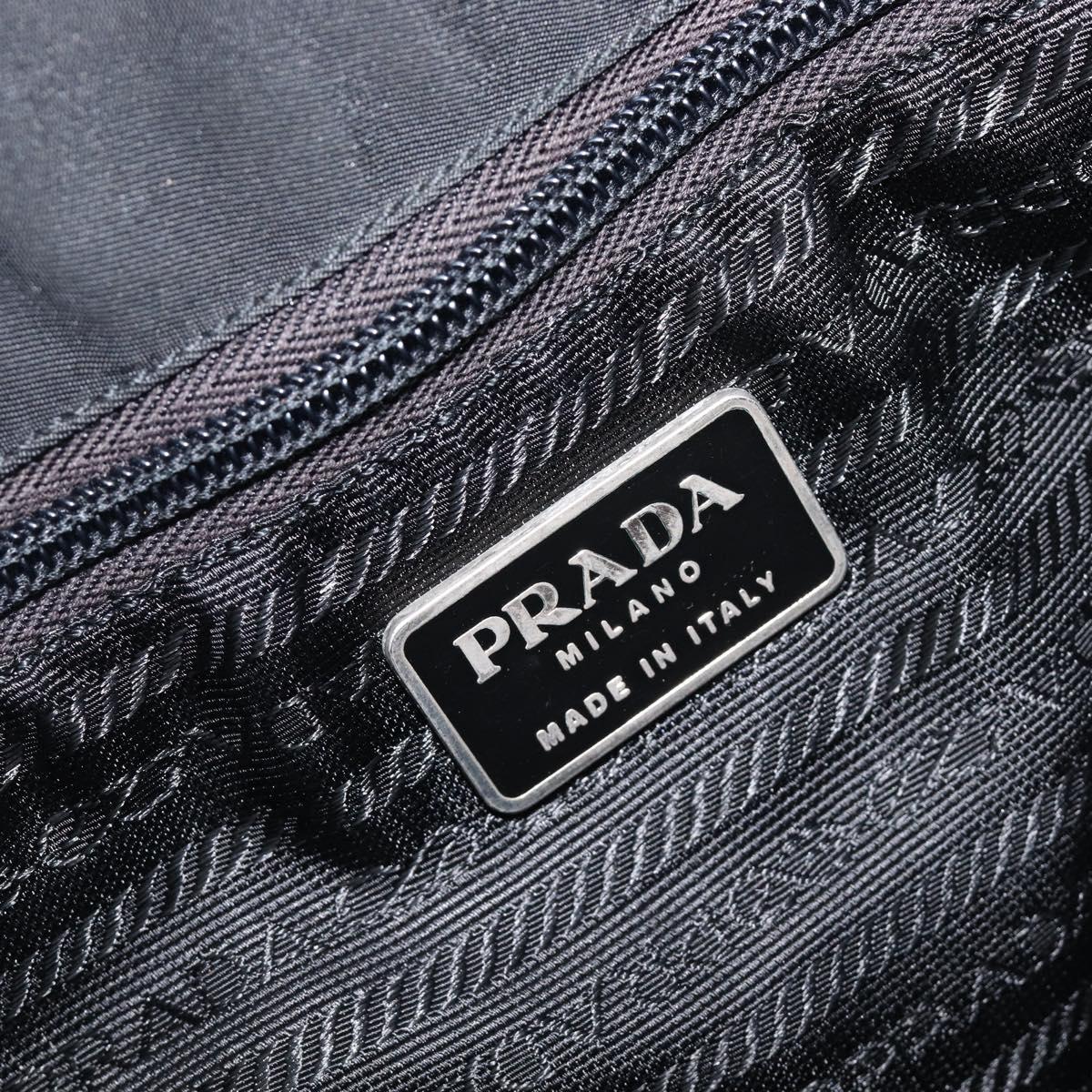 PRADA Shoulder Bag Nylon Black Silver Auth 201270
