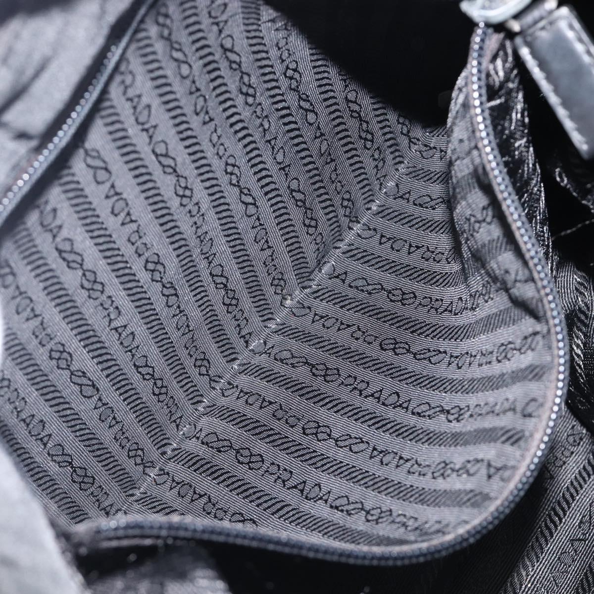 PRADA Shoulder Bag Nylon Black Silver Auth 201270