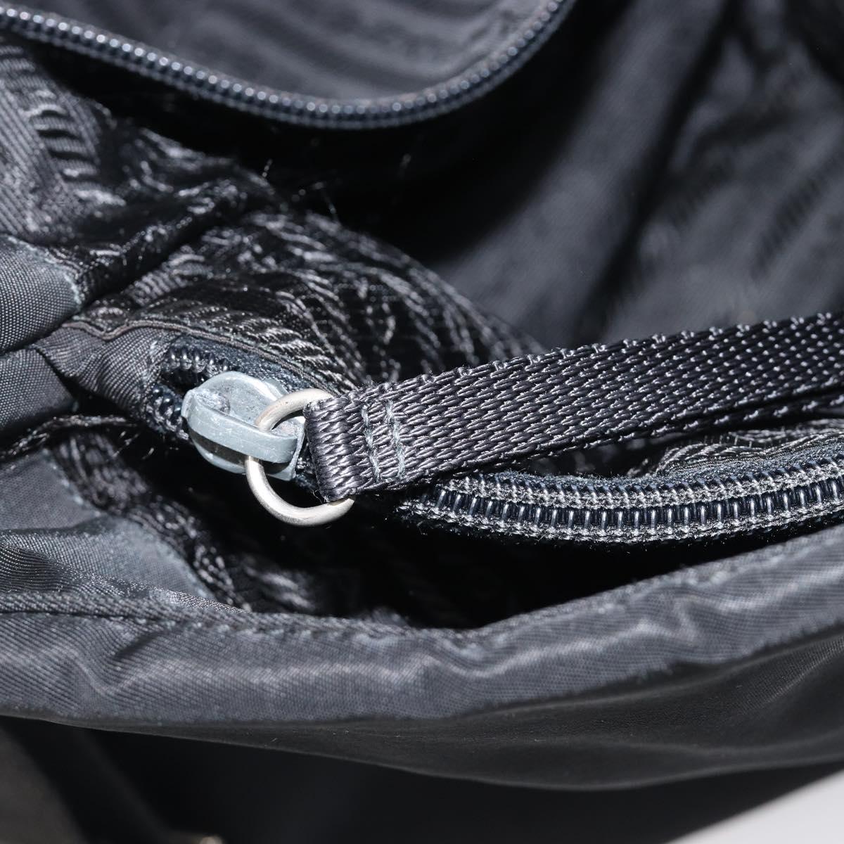 PRADA Shoulder Bag Nylon Black Silver Auth 201270