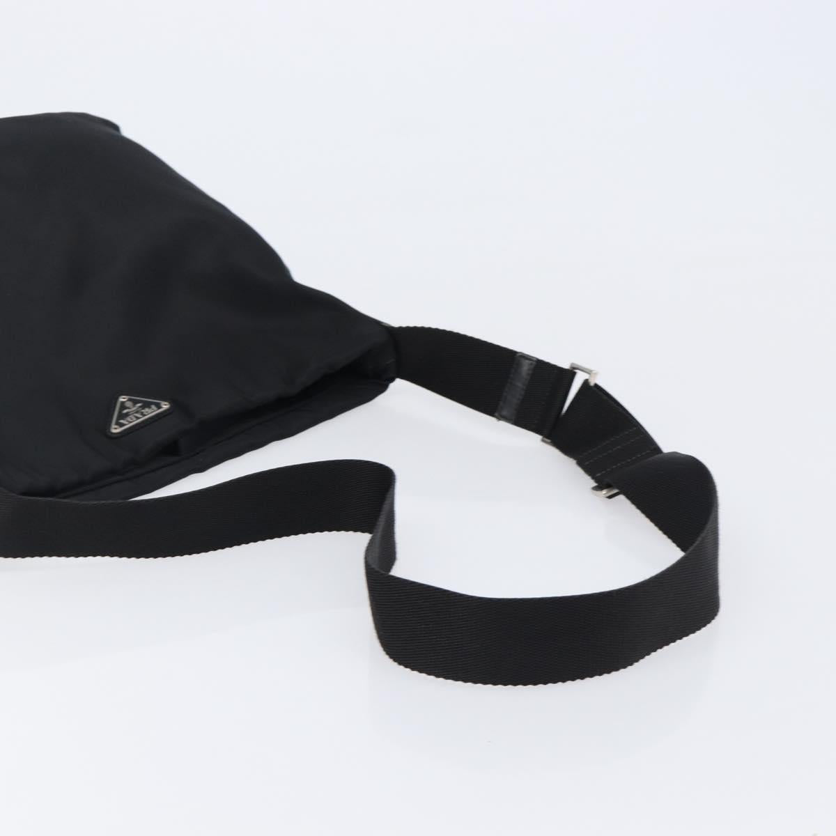 PRADA Shoulder Bag Nylon Black Silver Auth 201270