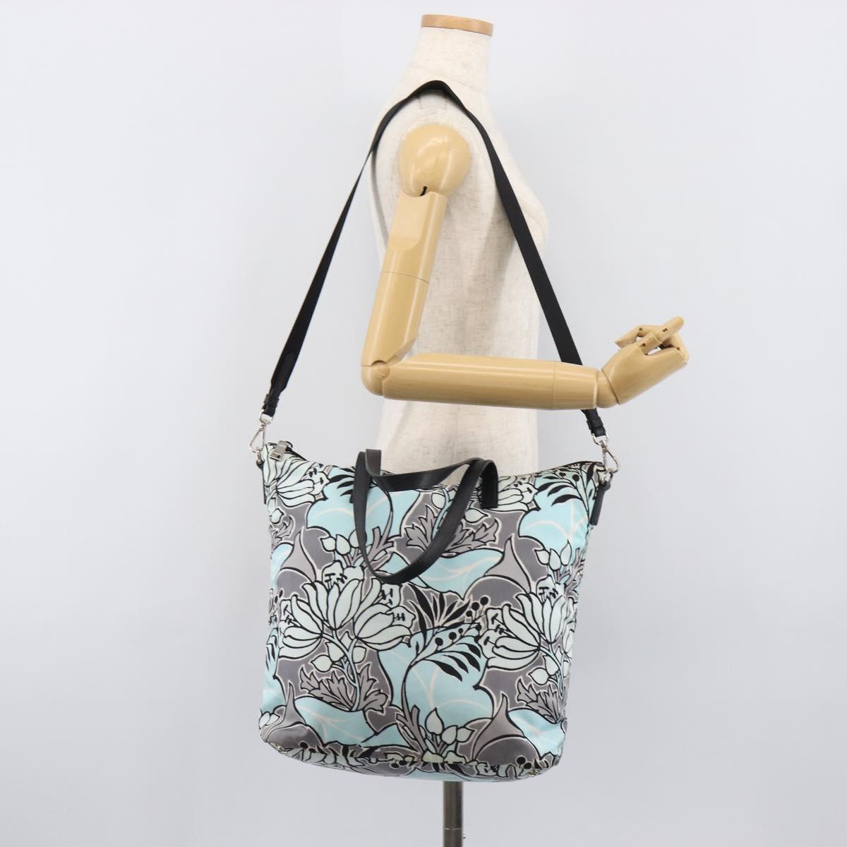PRADA Tote Bag Nylon 2way Light Blue Silver Auth 201271A