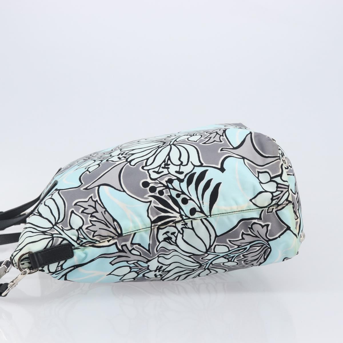 PRADA Tote Bag Nylon 2way Light Blue Silver Auth 201271A