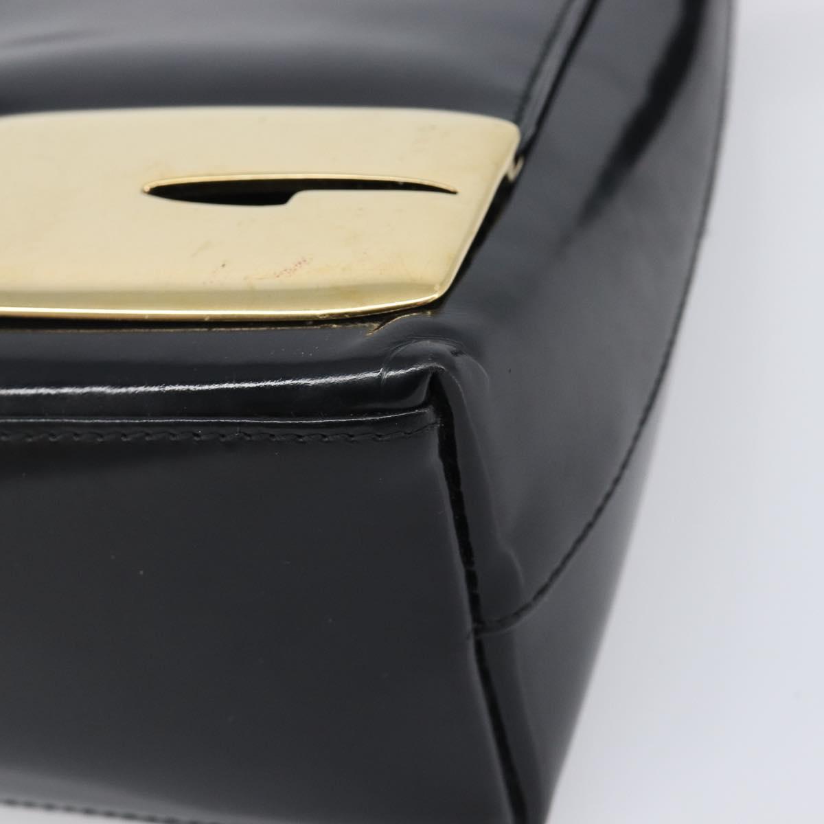 GUCCI Shoulder Bag Patent Black Gold Tone 001 3444 1812 Auth 201274