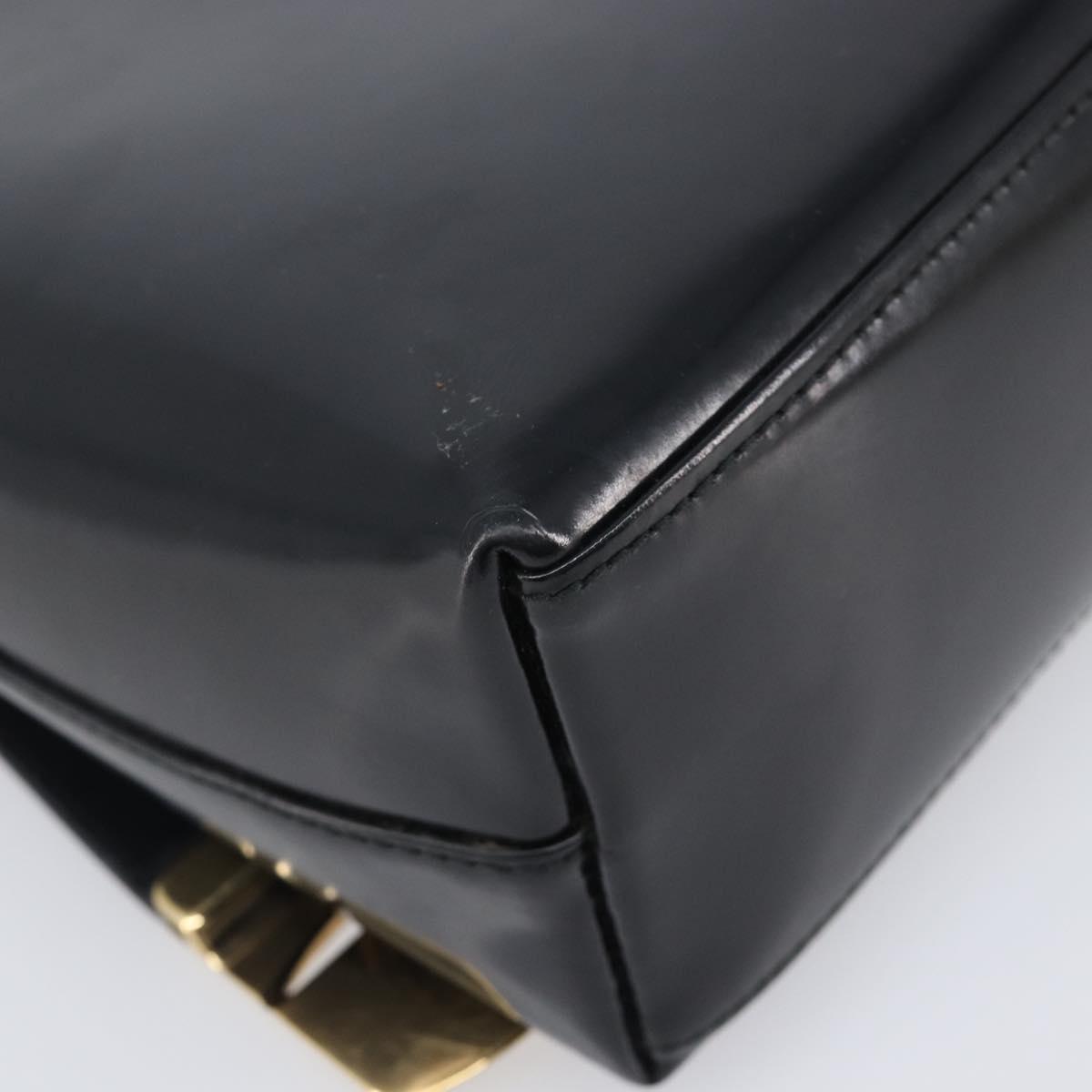 GUCCI Shoulder Bag Patent Black Gold Tone 001 3444 1812 Auth 201274